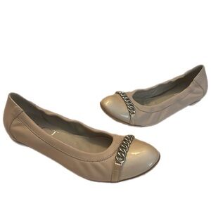 AGL ATTILIO GIUSTI LEOMBRUNI beige leather chain detail ballet flats Euro 40